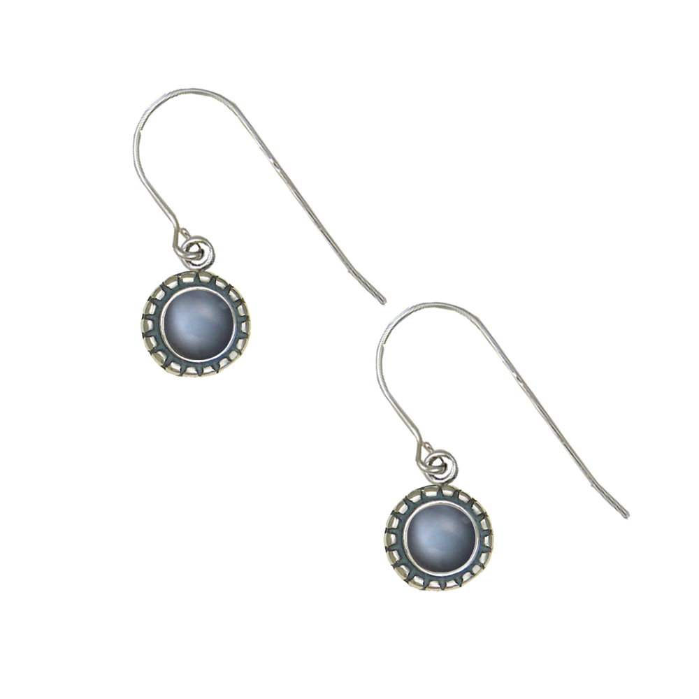 Sterling Silver Little Grey Moonstone Gemstone Drop Dangle Earrings